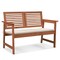 Outdoor Bench With Cushion 2-Person Patio Bench W/Slatted Back And Seat Garden Backyard Balcony